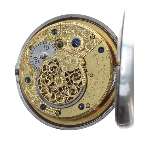 284 - George III silver verge pair cased pocket watch, London 1808, the fusee movement signed P. Strutt, A... 