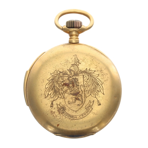 340 - Stauffer & Co. quarter repeating lever gold plated pocket watch, the movement with 'S&Co' tr... 