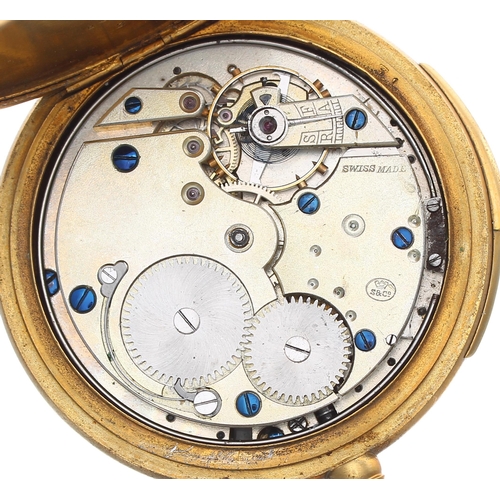 340 - Stauffer & Co. quarter repeating lever gold plated pocket watch, the movement with 'S&Co' tr... 