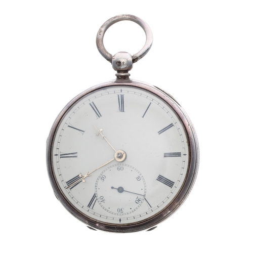 377 - Victorian silver fusee lever pocket watch, London 1868, unsigned movement, no. 2618, with engraved b... 