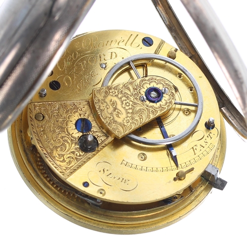 325 - George IV silver fusee lever pocket watch, London 1826, the movement signed Geo'e Rowell, Oxford, no... 