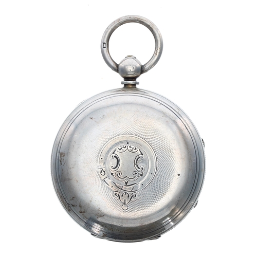 301 - Victorian silver fusee lever pocket watch, London 1876, unsigned movement, no. 70747, with engraved ... 