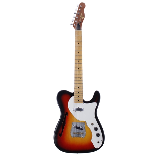 484 - 1970 Taurus model 8020 electric guitar, made in Japan; Body: sunburst finish, large cracks to lacque... 