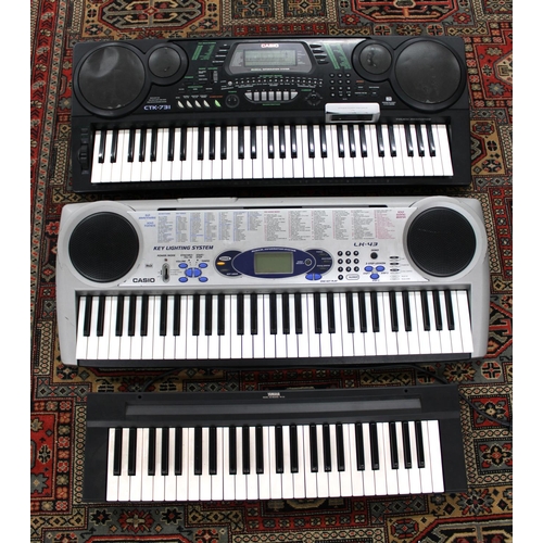 1364 - Three keyboards to include a Casio CTK-731, a Casio LK-43 and a Yamaha YK-20 (3)