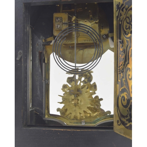 1522 - Good French Boulle and ormolu mounted two train bracket clock, the movement striking on a gong, the ... 