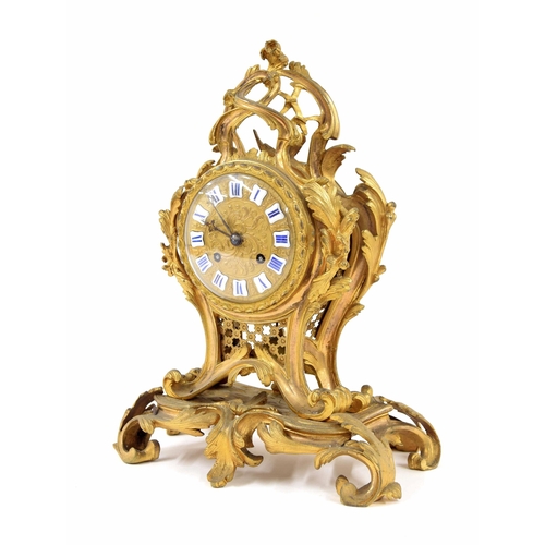 1526 - French ormolu two train mantel clock, the Japy Freres movement with outside countwheel striking on a... 