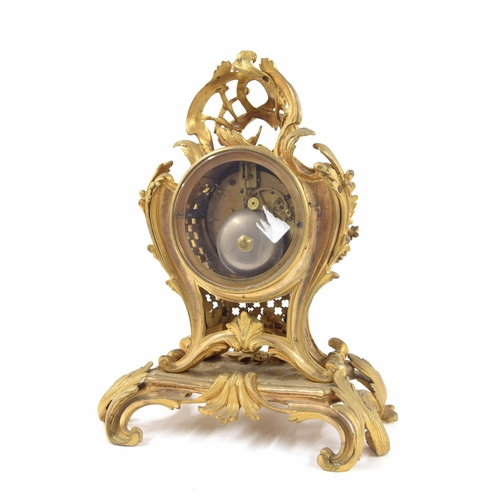 1526 - French ormolu two train mantel clock, the Japy Freres movement with outside countwheel striking on a... 