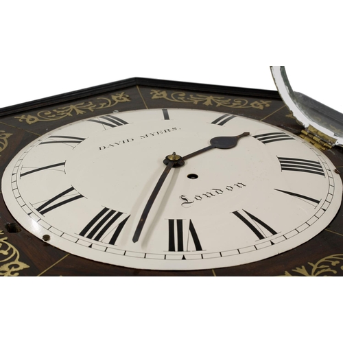 1713 - Rosewood single fusee drop dial wall clock, the 12