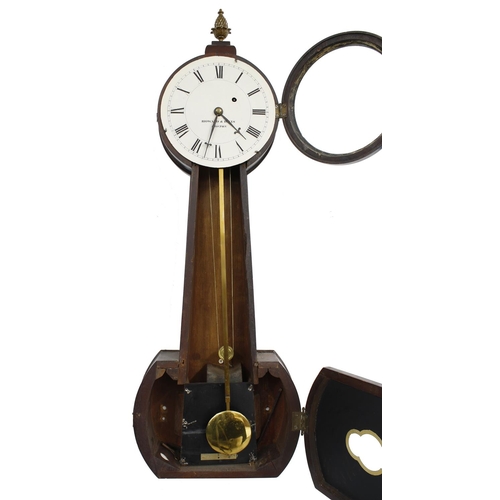 1714 - American mahogany banjo single train wall clock, the 7