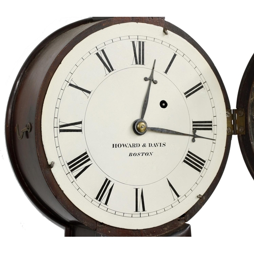 1714 - American mahogany banjo single train wall clock, the 7