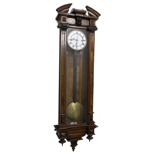 1718 - Good walnut triple weight Vienna regulator wall clock, the 6.5