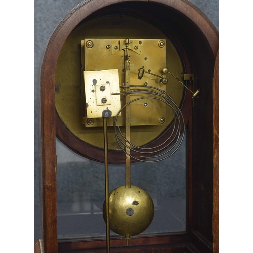 2333 - German mahogany ting-tang mantel clock, the W & H movement striking on two gongs, the 8