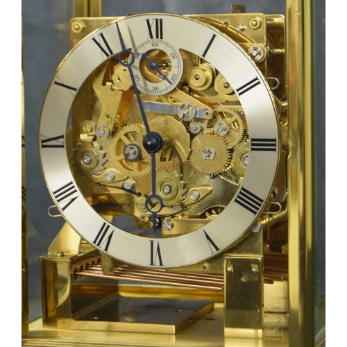 2336 - Contemporary Kleninger mahogany and four glass chiming mantel clock, the movement with platform esca... 