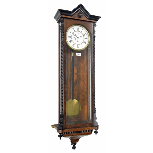 2621 - Walnut single weight Vienna regulator wall clock, the 7