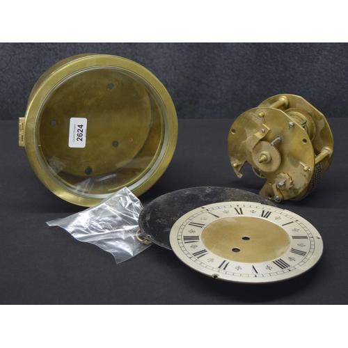 2624 - Ships bulkhead single fusee wall clock with W & H movement (in need of assembly), the 7