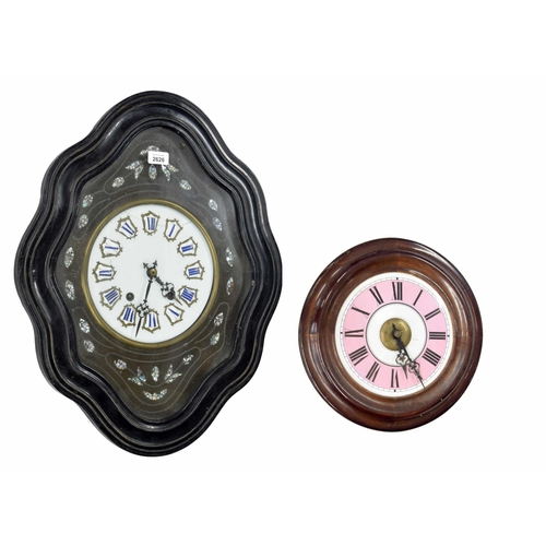 2626 - French ebonised vineyard two train wall clock, the 9