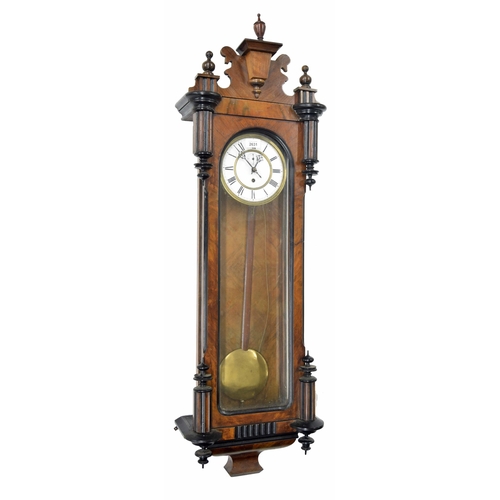 2631 - Walnut and ebonised single weight Vienna regulator wall clock, the 6.25