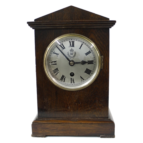 1518 - Good RAF officers' mess single fusee mantel clock, the movement back plate stamped SM & Co, 1939... 