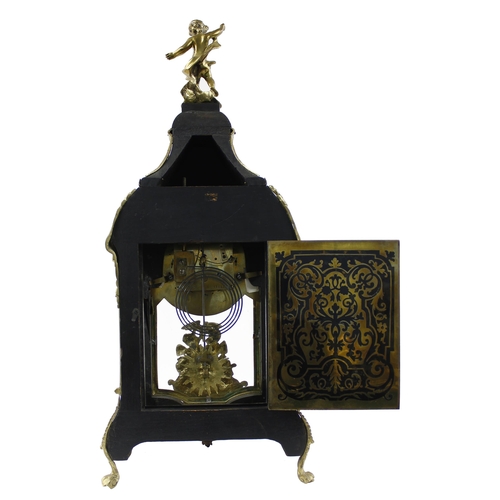 1522 - Good French Boulle and ormolu mounted two train bracket clock, the movement striking on a gong, the ... 