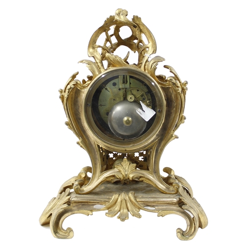 1526 - French ormolu two train mantel clock, the Japy Freres movement with outside countwheel striking on a... 