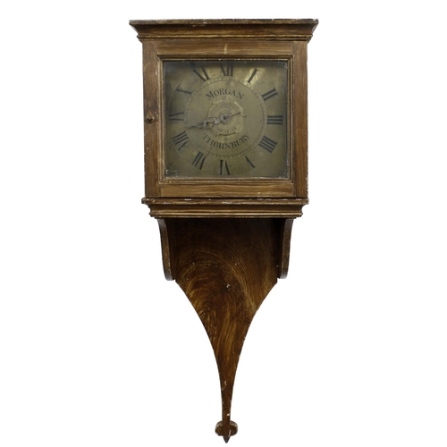 1720 - Early English single train hooded wall clock with alarm,  the 7