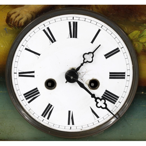 1733 - Good Black Forest automata two train wall clock striking on a gong, the 4.5