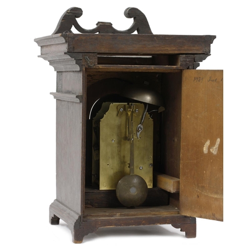 1734 - Interesting and unusual small mahogany wall regulator, the 4