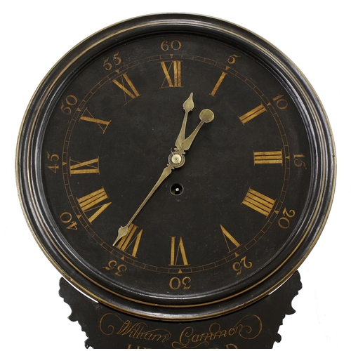 1735 - Good English ebonised and chinoiserie decorated single train tavern clock signed William Gammon, Her... 