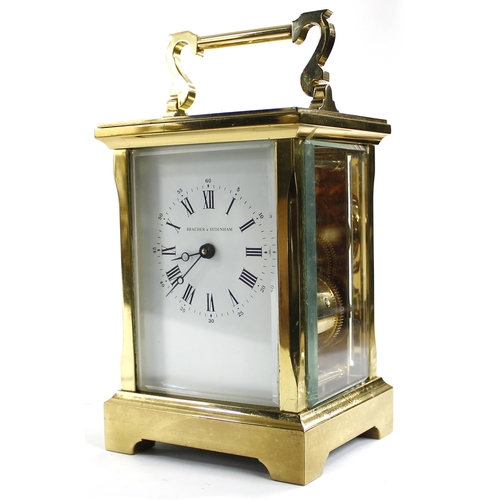 1218 - Good contemporary Angelus carriage clock striking on a bell, inscribed on the back plate made in Eng... 