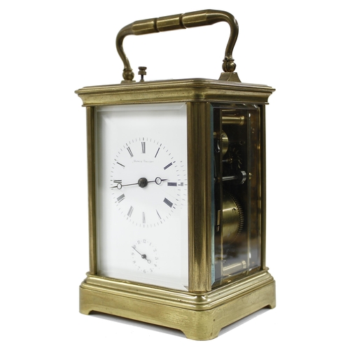 1219 - French repeater Grande Sonnerie carriage clock with alarm and striking on a bell, inscribed 2180 on ... 