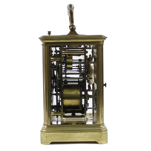 1219 - French repeater Grande Sonnerie carriage clock with alarm and striking on a bell, inscribed 2180 on ... 