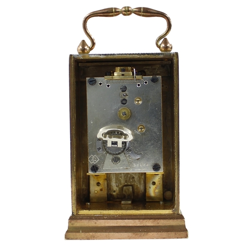 1221 - Small gilded brass carriage clock type timepiece, the movement with fixed key wind platform escapeme... 