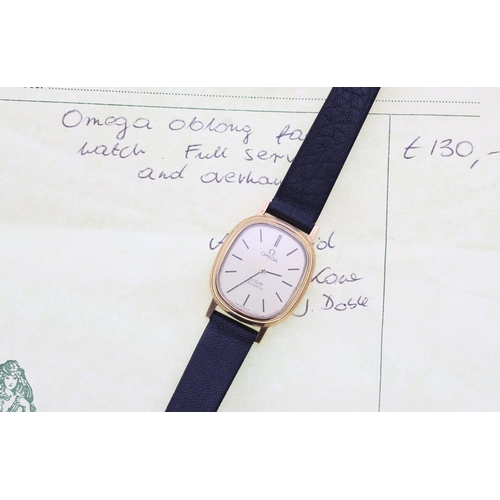 8 - Omega De Ville Quartz gold plated and stainless steel lady's wristwatch, case no. 1350, champagne di... 