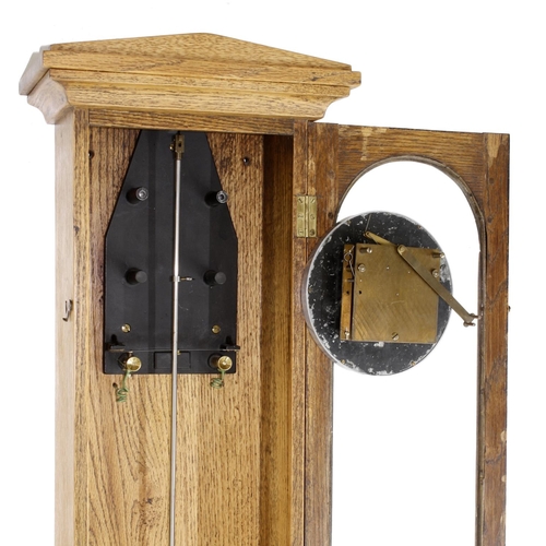 1121 - Oak cased Hipp toggle clock, the 6.5