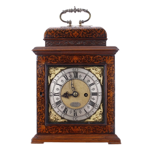 1413 - Interesting English marquetry double fusee bracket clock, the 6.75