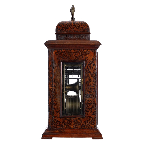 1413 - Interesting English marquetry double fusee bracket clock, the 6.75