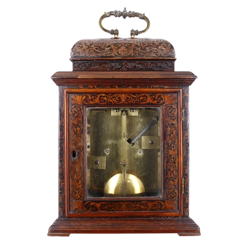 1413 - Interesting English marquetry double fusee bracket clock, the 6.75