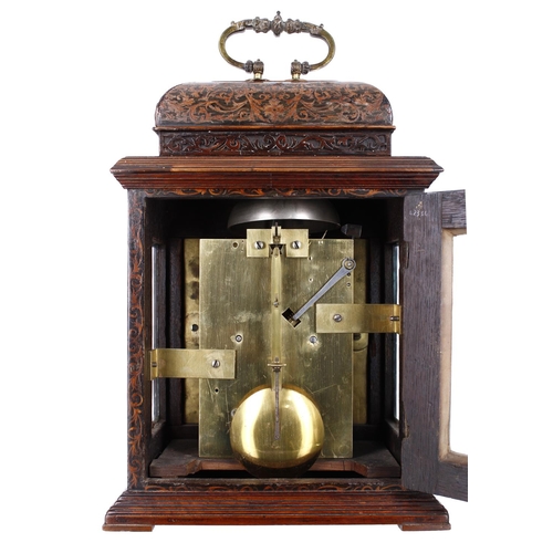 1413 - Interesting English marquetry double fusee bracket clock, the 6.75