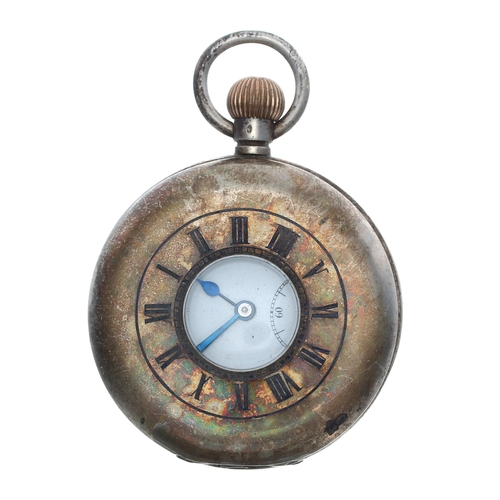 582 - Silver lever half hunter pocket watch, import hallmarks London 1919, 15 jewel movement, Roman numera... 