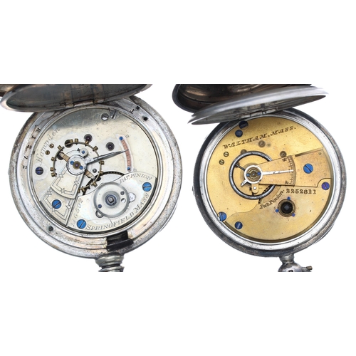 600 - Hampden Watch Co. coin silver lever pocket watch for repair, 60mm; together with an American Waltham... 