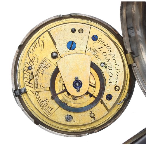 610 - William IV silver verge hunter pocket watch for repair, London 1831, the fusee movement signed Geo P... 