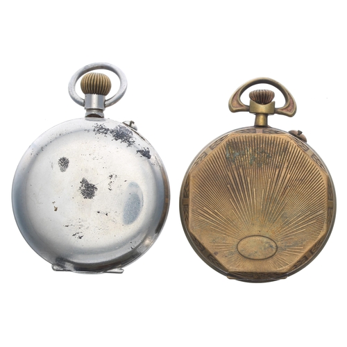 612 - Amida 8 days engraved pocket watch, the Arabic dial over a visible balance, 49mm; together with an 8... 