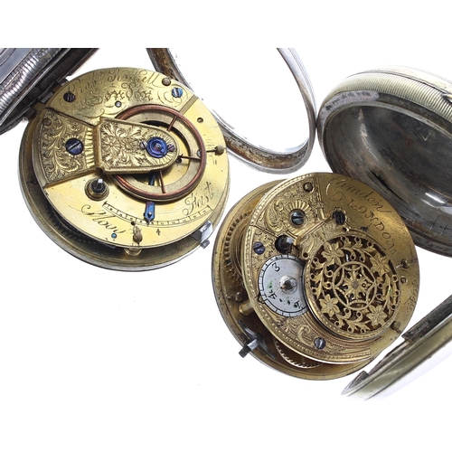 614 - 19th century white metal verge pocket watch, the fusee movement signed Robt Roskell, London, with en... 