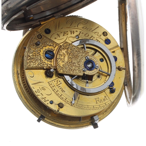 615 - George IV silver verge pocket watch for attention/repair, London 1827, the fusee movement signed W.L... 