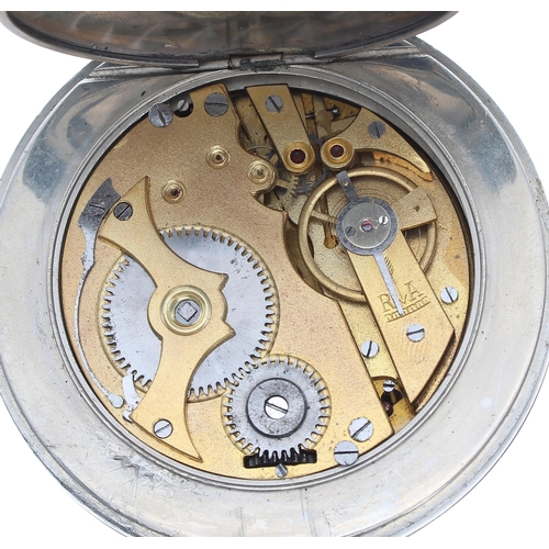 617 - Nickel cased Goliath lever pocket watch for repair, unsigned movement, Arabic numeral dial, 66mm... 