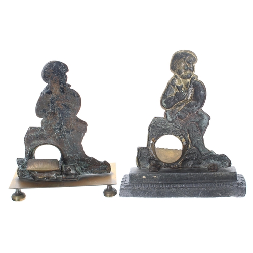 624 - Two similar novelty brass figural pocket watch stands, the tallest 8.25'' high approx... 