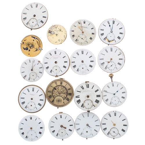 637 - Quantity of assorted cylinder, lever and fusee lever pocket watch and fob watch movements to include... 