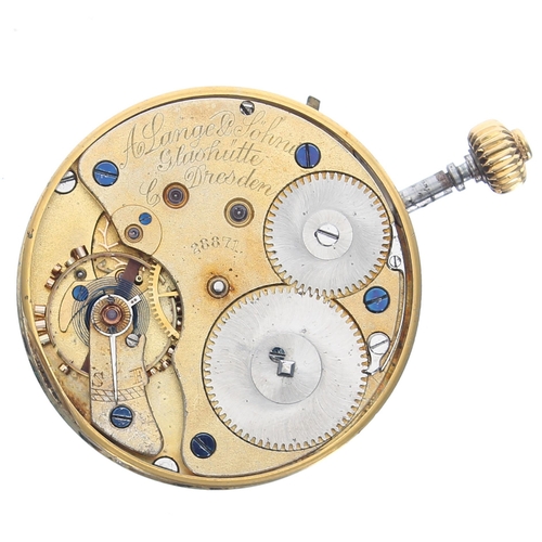 639 - A. Lange & Sohne lever pocket watch movement, signed A Lange & Sohne Glashutte, C Dresden, a... 