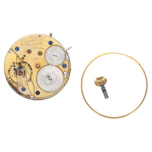 639 - A. Lange & Sohne lever pocket watch movement, signed A Lange & Sohne Glashutte, C Dresden, a... 