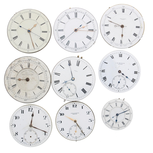 640 - Four centre seconds lever pocket watch movements; together with a centre seconds lever fob watch mov... 